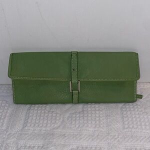 Links of London Apple Green Leather & Suede Jewelry Roll Travel Clutch